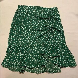 Max Studio Asymmetrical Green Floral Skirt